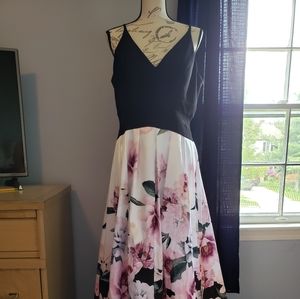 Formal dress - black top, floral bottom
